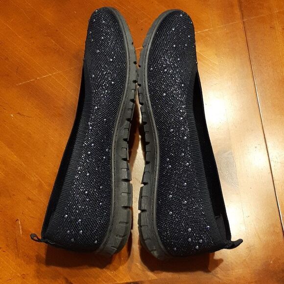 Kinetic Navy Beaded Sparkly Cloth Flats - Picture 7 of 8
